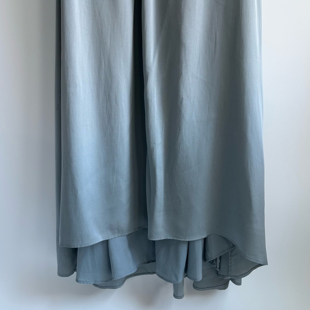 Self-Portrait Lace Shouldered Maxi Dress Silk Blend  Ice Grey Size 2 - Picture 5 of 17